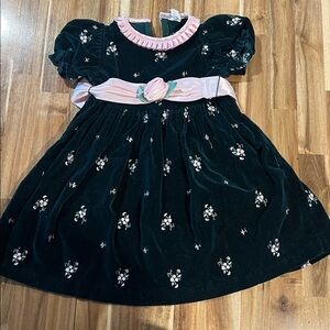 Vintage Velvet Dress Green 2T